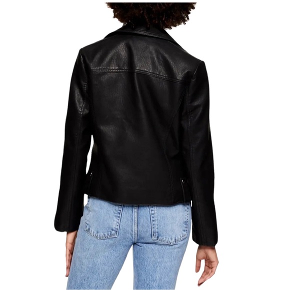 TOPSHOP Fred Faux Leather Biker Jacket Size: 4P Color: Black - Picture 16 of 16